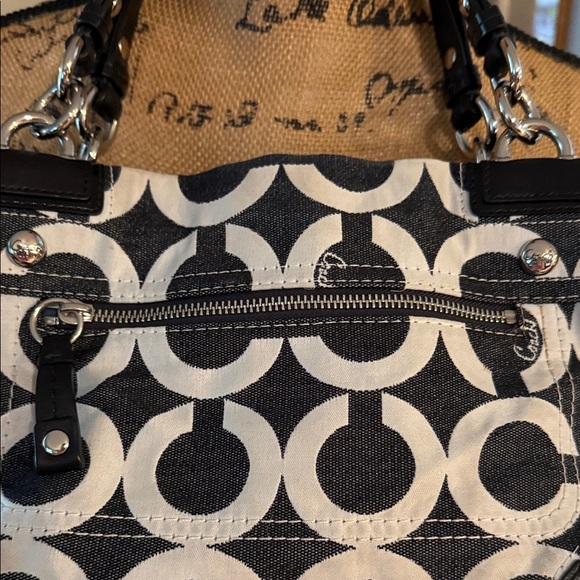 Coach Peyton Signature Canvas Carryall Shoulder Bag in Dark Denim and White - Picture 15 of 15